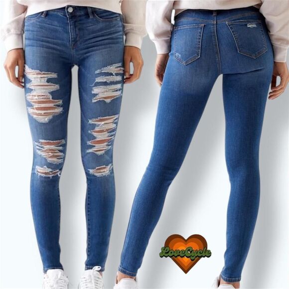 Women’s PacSun Distressed Mid-Rise Ripped Denim Jeans – Size 28 - Picture 1 of 7